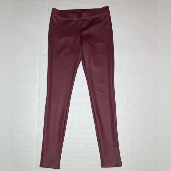 Express Women's Burgundy Faux Leather Leggings Size Small - Picture 2 of 8